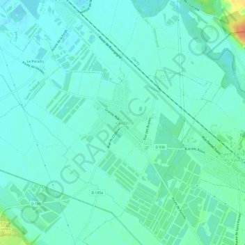 Topografische kaart Vaudes, hoogte, reliëf