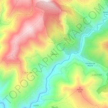 Topografische kaart Sobredo, hoogte, reliëf