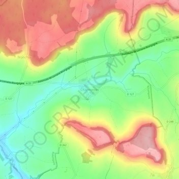 Topografische kaart Charmoilles, hoogte, reliëf