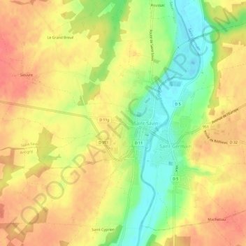 Topografische kaart La Grange à Rabot, hoogte, reliëf