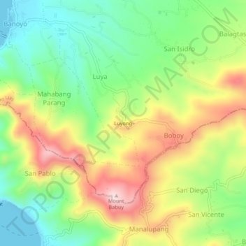 Topografische kaart Luyong, hoogte, reliëf