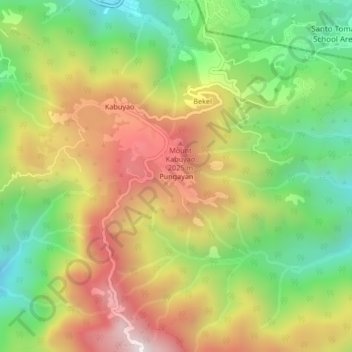 Topografische kaart Pungayan, hoogte, reliëf