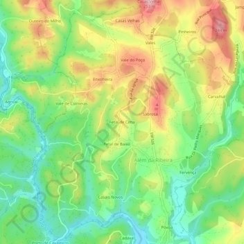Topografische kaart Fetal de Cima, hoogte, reliëf