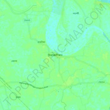 Topografische kaart Sirajdikhan, hoogte, reliëf