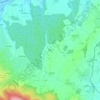 Topografische kaart Raith, hoogte, reliëf