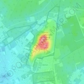 Topografische kaart Terril Zolder, hoogte, reliëf