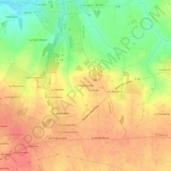 Topografische kaart L'Alphonsière, hoogte, reliëf