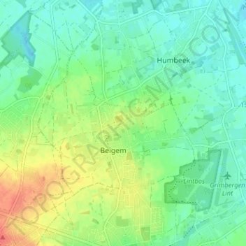 Topografische kaart Ten Berg, hoogte, reliëf