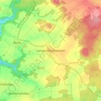 Topografische kaart Langenthonhausen, hoogte, reliëf