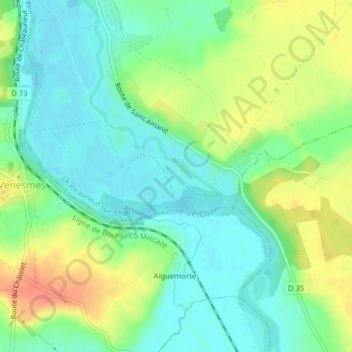 Topografische kaart Boissereau, hoogte, reliëf