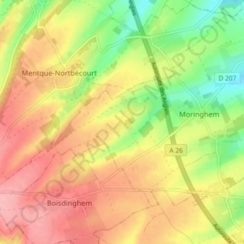 Topografische kaart Barlinghem, hoogte, reliëf