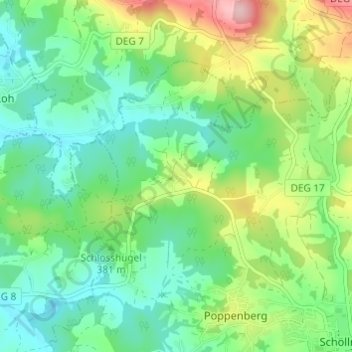 Topografische kaart Trupolding, hoogte, reliëf