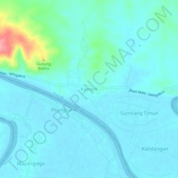 Topografische kaart Kanten, hoogte, reliëf