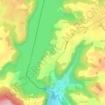 Topografische kaart La Siauve, hoogte, reliëf