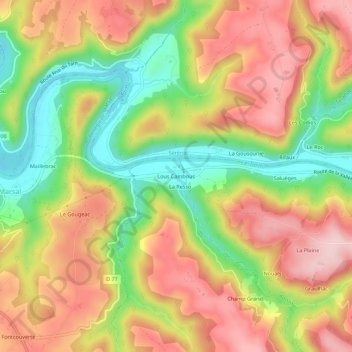 Topografische kaart Lous Cambous, hoogte, reliëf