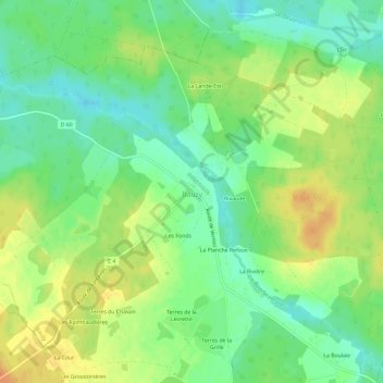 Topografische kaart Le Bourg, hoogte, reliëf