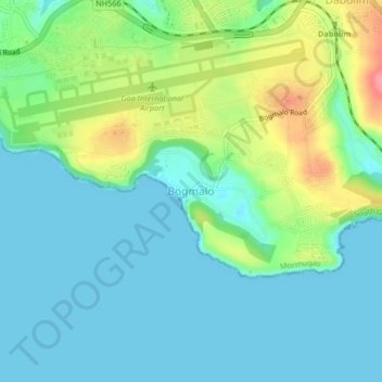 Topografische kaart Bogmalo, hoogte, reliëf