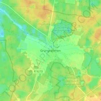 Topografische kaart Grüngräbchen, hoogte, reliëf