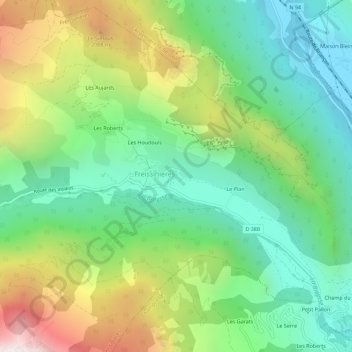 Topografische kaart Les Meyries, hoogte, reliëf