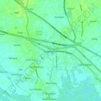 Topografische kaart Guiguinto, hoogte, reliëf