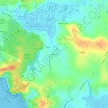 Topografische kaart Le Berceau, hoogte, reliëf