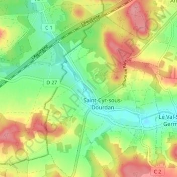 Topografische kaart Bandeville, hoogte, reliëf