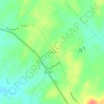 Topografische kaart McDade, hoogte, reliëf