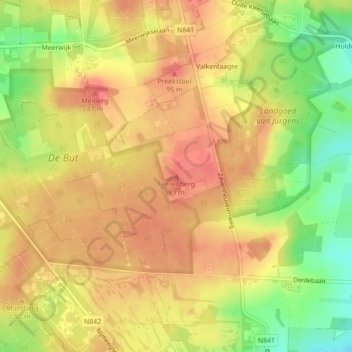 Topografische kaart Flierenberg, hoogte, reliëf