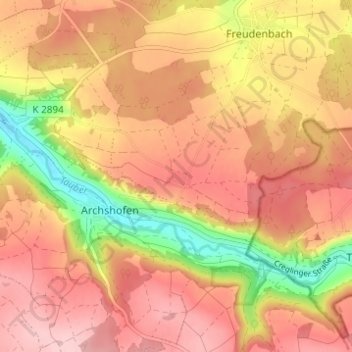 Topografische kaart Schön, hoogte, reliëf