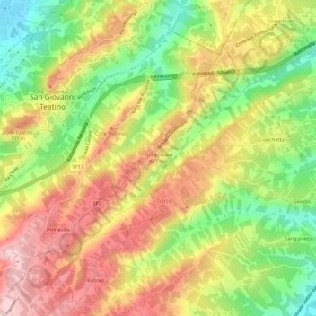 Topografische kaart Fontechiaro da Capo, hoogte, reliëf