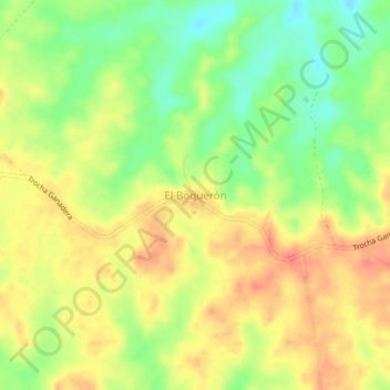Topografische kaart El Boquerón, hoogte, reliëf