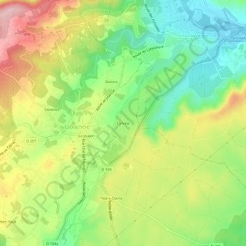Topografische kaart Drôme, hoogte, reliëf