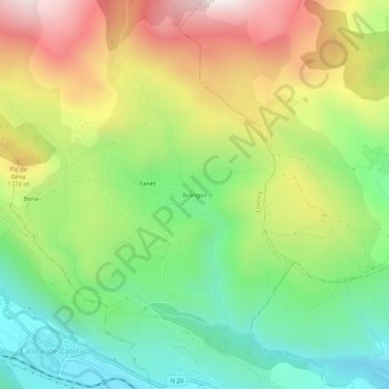 Topografische kaart Brangoly, hoogte, reliëf