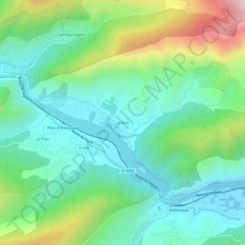 Topografische kaart Le Brec, hoogte, reliëf