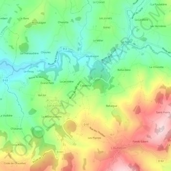 Topografische kaart Carabina, hoogte, reliëf