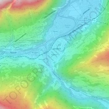 Topografische kaart Angedair, hoogte, reliëf