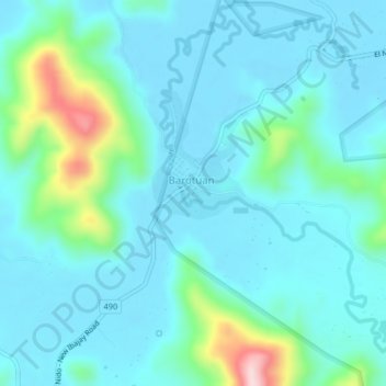 Topografische kaart Barutuan, hoogte, reliëf