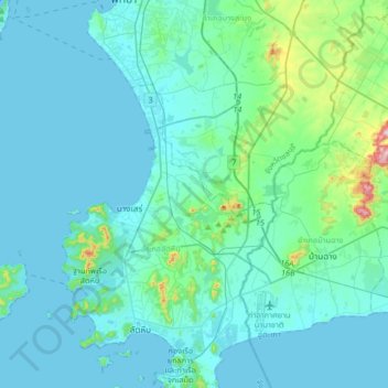 Topografische kaart Khao Chi Chan, hoogte, reliëf