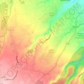 Topografische kaart Hoyo, hoogte, reliëf