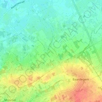 Topografische kaart Eerdegem, hoogte, reliëf