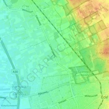 Topografische kaart Doesburger Buurt, hoogte, reliëf