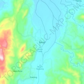 Topografische kaart Bucay, hoogte, reliëf