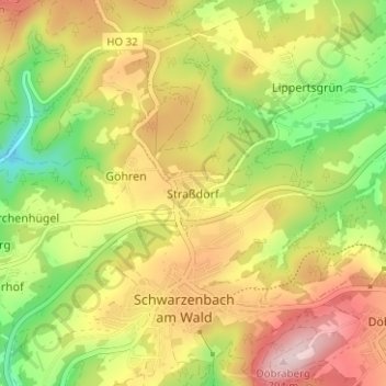 Topografische kaart Straßdorf, hoogte, reliëf