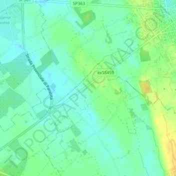 Topografische kaart Monterrone, hoogte, reliëf