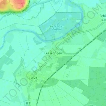 Topografische kaart Leeseringen, hoogte, reliëf