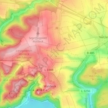 Topografische kaart Dringe, hoogte, reliëf