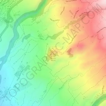 Topografische kaart Piton de Bassin Martin, hoogte, reliëf