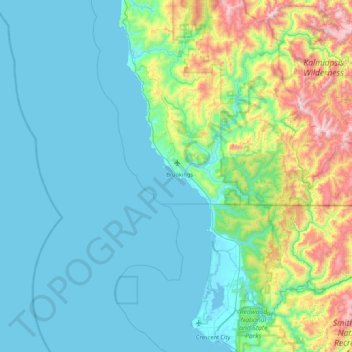 Topografische kaart Table Rock, hoogte, reliëf
