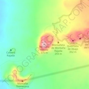 Topografische kaart Montaña Rajada, hoogte, reliëf