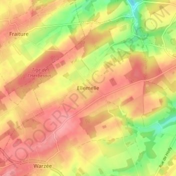 Topografische kaart Ellemelle, hoogte, reliëf